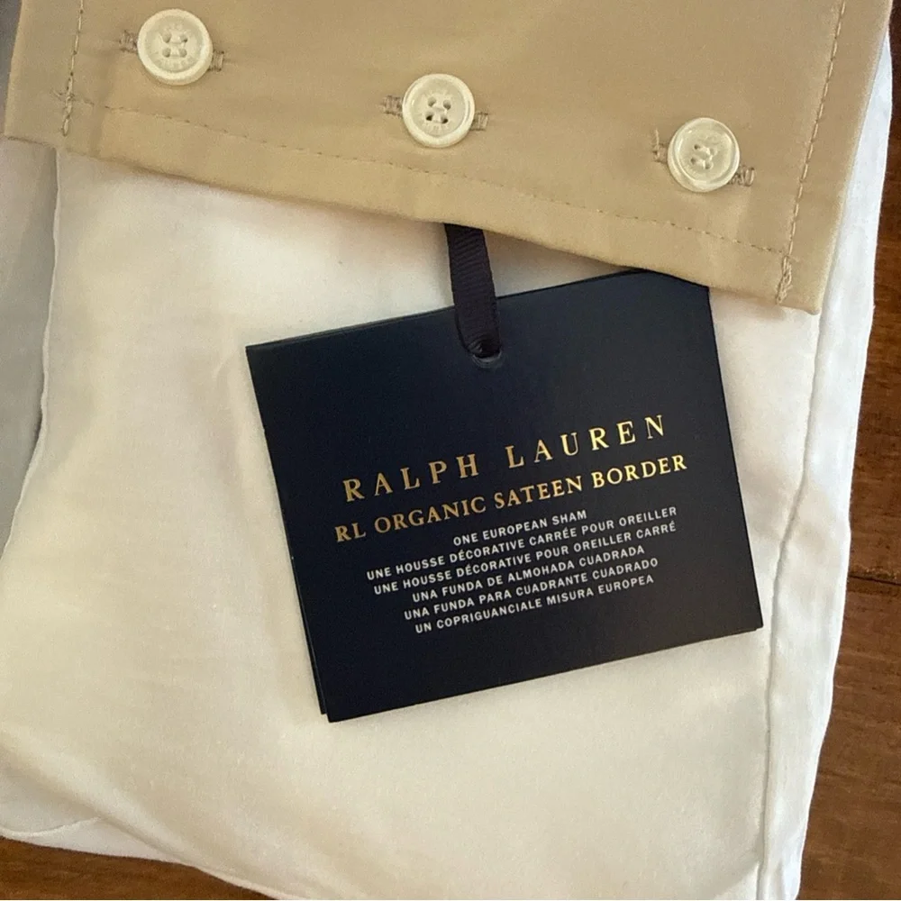 Set Of 2 Ralph Lauren White Coastal Sand Organic Sateen Euro Sham 26 X 26 Pair